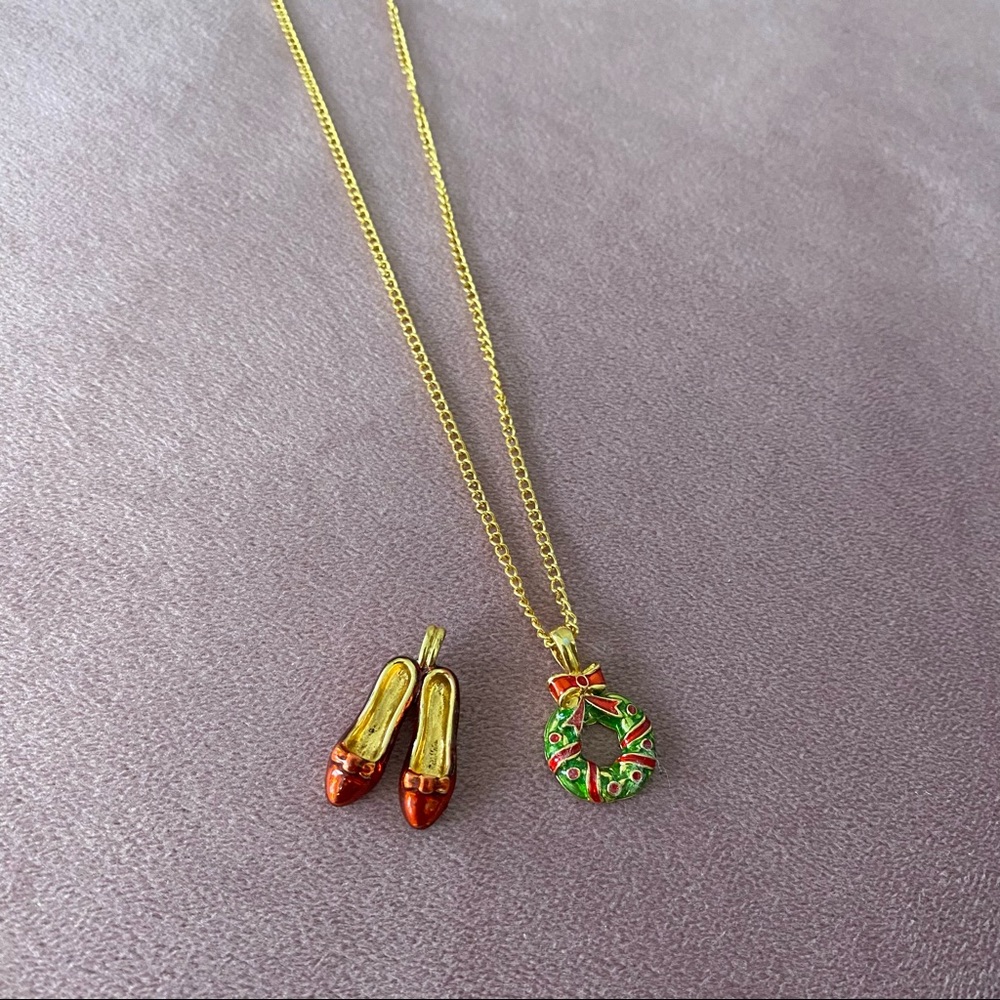 GOLD CHRISTMAS CHARM NECKLACE SET